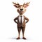 Cartoon Deer In A Suit: Photorealistic Rendering Of A Charming Anthropomorphic Character