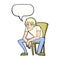 cartoon dejected man with speech bubble