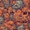 Cartoon demons, seamless tile illustration. Generative AI