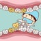 Cartoon dentist extraction tooth