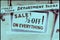 Cartoon of department store 1/2 off sale sign