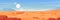 Cartoon desert land. Panorama landscape of mexico yellow sand with dry stones and sandy dune, dry hot ground environment