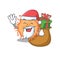 Cartoon design of bacteria endospore Santa with Christmas gift