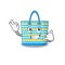 Cartoon design of beach bag with call me funny gesture