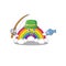 Cartoon design concept of rainbow while fishing