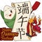 Cartoon Design with Cute Zongzi and Dragon for Duanwu Festival, Vector Illustration