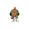 A cartoon design of gingerbread bell talented gamer play with headphone and controller