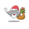 Cartoon design of grey cloud Santa with Christmas gift