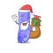 Cartoon design of legionella Santa with Christmas gift