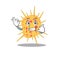 Cartoon design of mycobacterium kansasii with call me funny gesture