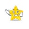 Cartoon design of shiny star with call me funny gesture