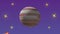Cartoon design spinning Jupiter with stars in outer space. This animation is a seamless loop. Animation of planet Jupiter.