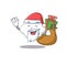 Cartoon design of white cloud Santa with Christmas gift