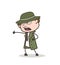 Cartoon Detective Aggressive Expression Vector Illustration