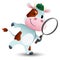 cartoon detective cow with a magnifying glass