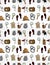 Cartoon detective equipment seamless pattern