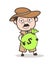 Cartoon Detective Holding a Money Bag Vector Illustration