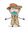 Cartoon Detective with Pollution Face Mask Vector Illustration