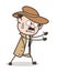 Cartoon Detective Pushing Pose Vector Illustration