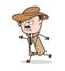Cartoon Detective Running in Aggression Vector Illustration