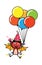 Cartoon Devil holding Balloons