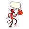 cartoon devil with pitchfork with speech bubble