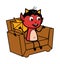 Cartoon Devil talking on sofa