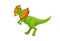 Cartoon dilophosaurus dinosaur character, vector