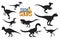 Cartoon dinosaur characters silhouettes, theropods