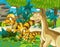 Cartoon dinosaur diplodocus apatosaurus holding coconut illustration