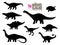 Cartoon dinosaur funny characters silhouettes