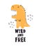 Cartoon dinosaur, hand drawing lettering, decorative elements. flat style, colorful vector for kids.