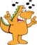 Cartoon dinosaur singing.