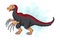 Cartoon dinosaur therizinosaurus on white background