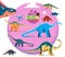 Cartoon dinosaurs cute characters collection