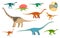 Cartoon dinosaurs, cute reptiles characters