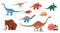 Cartoon dinosaurs, extinct reptile funny character
