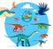 Cartoon dinosaurs funny characters sticker