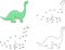 Cartoon diplodocus. Coloring book and dot to dot game for kids