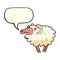cartoon dirty sheep with speech bubble