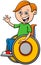 Cartoon disabled boy character on wheelchair