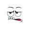 Cartoon disgruntled face emoji with stick up teeth
