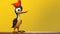 Cartoon Disney Animal Bird With Mohawk Standing Next To Yellow Background