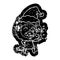 cartoon distressed icon of a roaring lion girl wearing santa hat