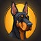 Cartoon Doberman Dog Logo: Flat Vector Mascot Illustration