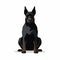 Cartoon Doberman Dog Sitting: Strong Contrast, Chiaroscuro, Flat Illustration