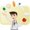 Cartoon doctor with medicine juggling