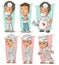 Cartoon doctor and patient with bandage character vector set