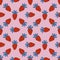 Cartoon doddle strawberry seamless pattern.