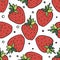Cartoon doddle strawberry seamless pattern.